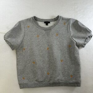Current Air Anthropologie Grey Cropped Sweatshirt Lemons Design Sz S